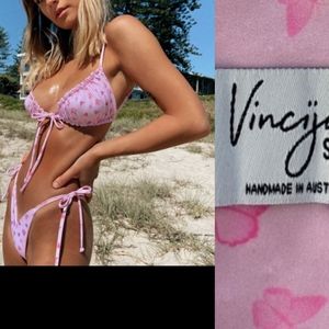 NIB Vincija custom Butterfly pink strappy string bikini set C top, s bottoms